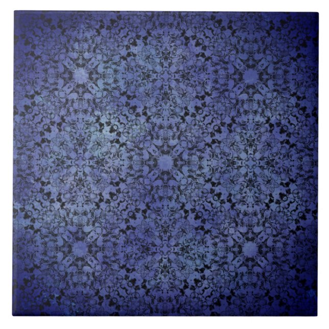 Azulejo Cerámica del patrón de los cuchillos azul y negro  (Frente)
