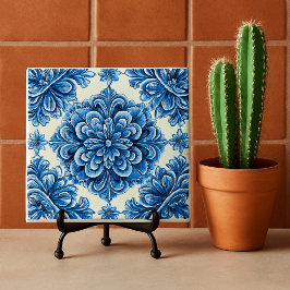 Azulejo Cerámica Mexicana Talavera Caracol Azul