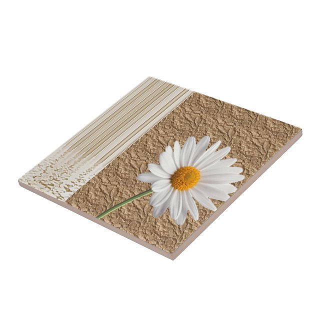 Azulejo Cerámica Tile Blanco Daisy Floral (Lado)
