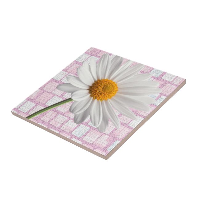 Azulejo Cerámica Tile Blanco Daisy Floral (Lado)