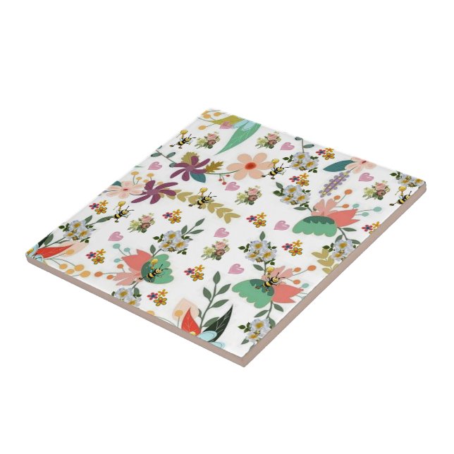 Azulejo Cerámica Tile Bumblebee Floral (Lado)