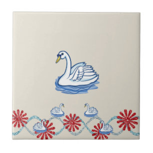 Azulejo Cerámica Tile Floral Swan Beige
