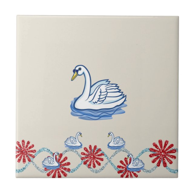 Azulejo Cerámica Tile Floral Swan Beige (Frente)