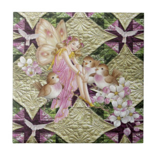 Azulejo Cerámica Tile Gold Fairy Floral