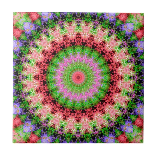 Azulejo Cerámica Tile Mandala patrón redondo caleidoscopio (Frente)