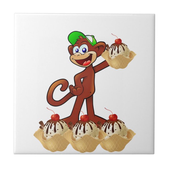 Azulejo Cerámica Tile Monkey Ice Crema (Frente)