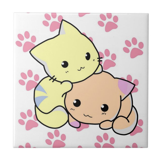 Azulejo Cerámica Tile Paws Rosados Refugio animal Gatos Pe (Frente)