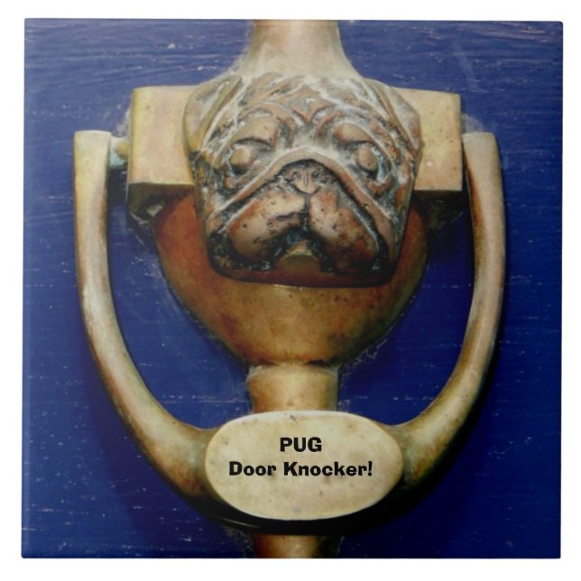 Azulejo Cerámica Tile Pug Door Knocker Inglaterra (Frente)