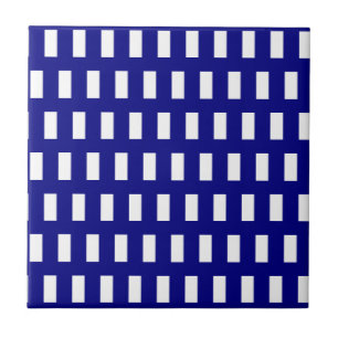 Azulejo Cerámico A Cuadros Rayas Blancas y Azules