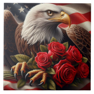 Azulejo Cerámico Águila Patriótica Bandera America