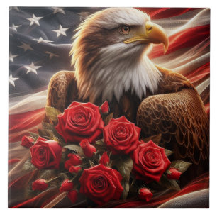 Azulejo Cerámico Águila Patriótica Bandera America