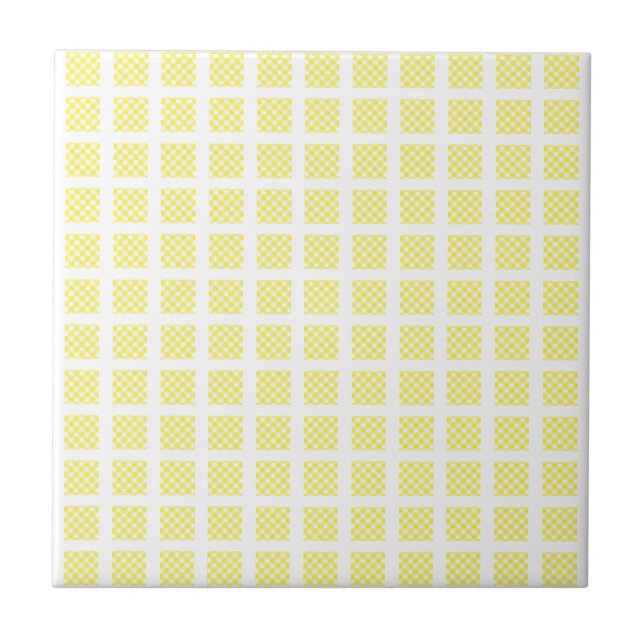 Azulejo Cerámico Amarillo y Blanco Cuadrado a Raya (Frente)