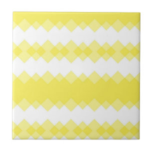 Azulejo Cerámico Amarillo y Blanco Cuadrado a Raya