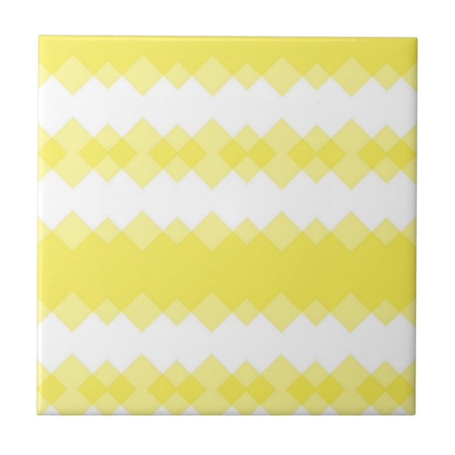 Azulejo Cerámico Amarillo y Blanco Cuadrado a Raya (Frente)