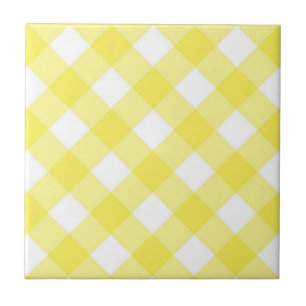 Azulejo Cerámico Amarillo y Blanco Cuadrado a Raya