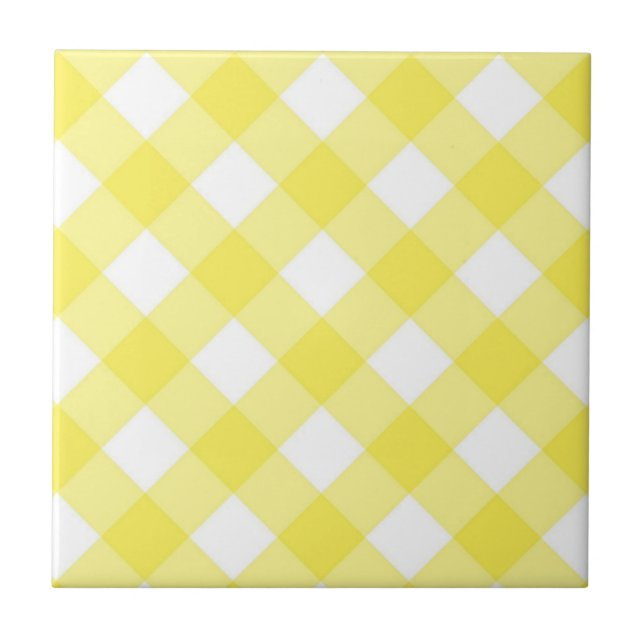 Azulejo Cerámico Amarillo y Blanco Cuadrado a Raya (Frente)