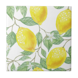Azulejo Cerámico Amarillo y Blanco Limón 
