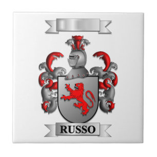 Azulejo Cerámico Apellido Italiano Russo Y Escudo