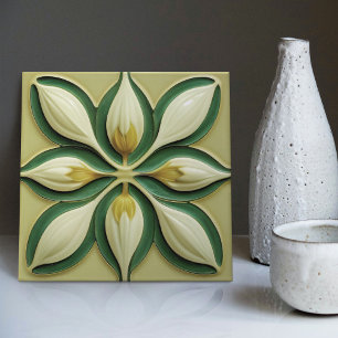 Azulejo Cerámico Art Déco Simétrico de Tulipanes V