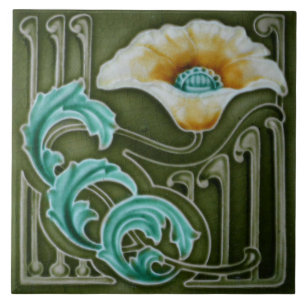 Azulejo Cerámico - Art Nouveau de Amapola con Aspe