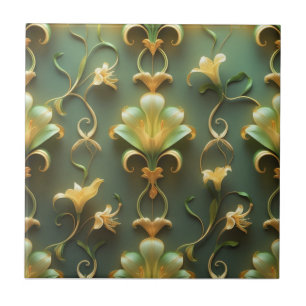 Azulejo Cerámico Art Nouveau Floral Elegante