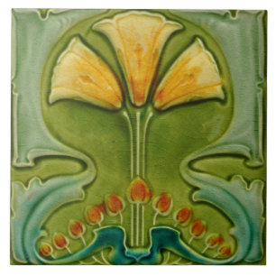 Azulejo Cerámico - Arte Nouveau Floral Antiguo