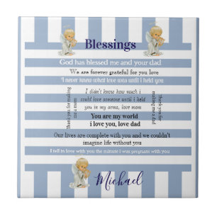 Azulejo Cerámico Azul y Blanco con Franja Bendicio