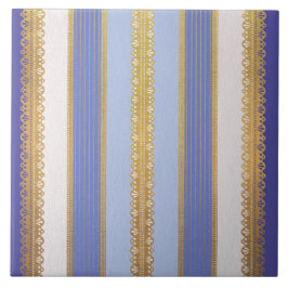 Azulejo Cerámico Azul y Dorado