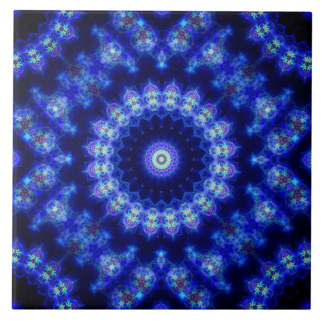 Azulejo Cerámico Azul y Negro (Frente)