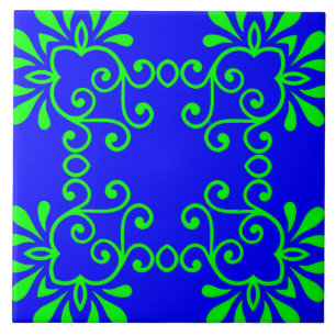 Azulejo Cerámico Azul y Verde