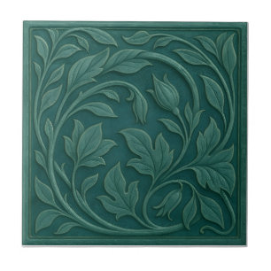 Azulejo Cerámico Botánico Verde Turquesa