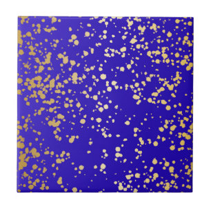 Azulejo Cerámico Brillo Dorado Rubio Azul Real