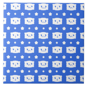 Azulejo Cerámico Caras de Almohada Kawaii Azules E