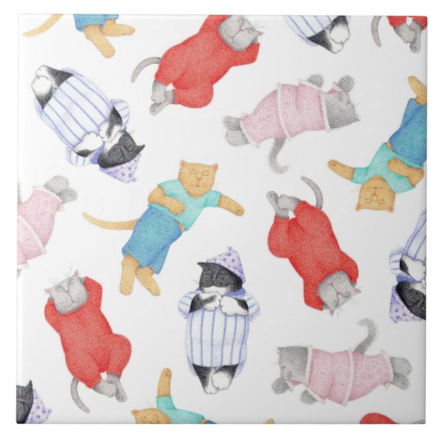 AZULEJO CERÁMICO CATS PAJAMAS (Frente)