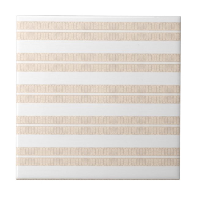 Azulejo Cerámico Clásico Chic Beige con Rayas (Frente)