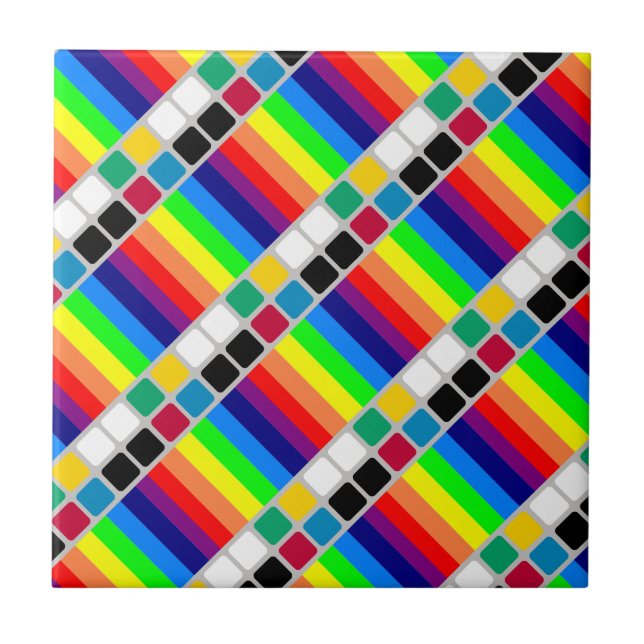 Azulejo Cerámico Colorido Colores Raya (Frente)