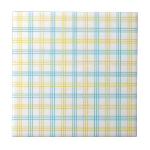Azulejo Cerámico con Cuadro Escocés Pastel Azul Am