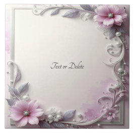 Azulejo Cerámico con Marco Floral Rosa