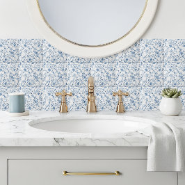 Azulejo Cerámico con Patrón Floral de Toile Azul E