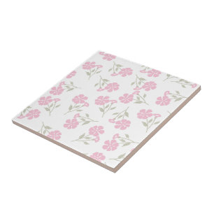 Azulejo Cerámico con Patrón Floral Rosa Elegante p