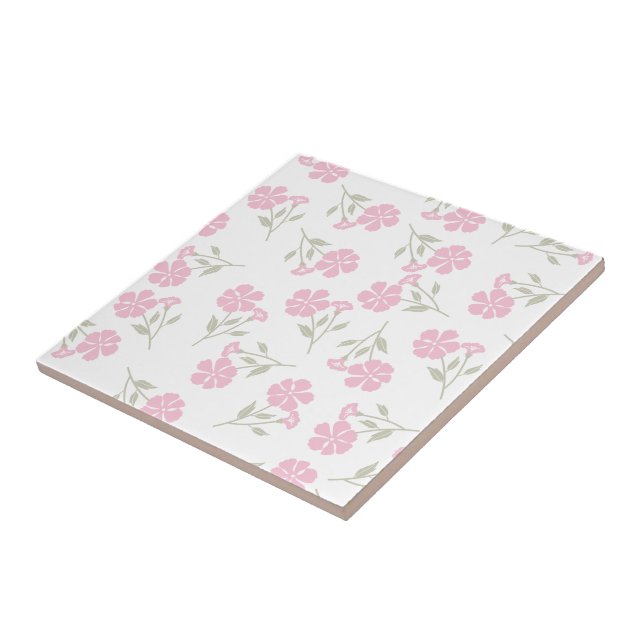 Azulejo Cerámico con Patrón Floral Rosa Elegante p (Lado)