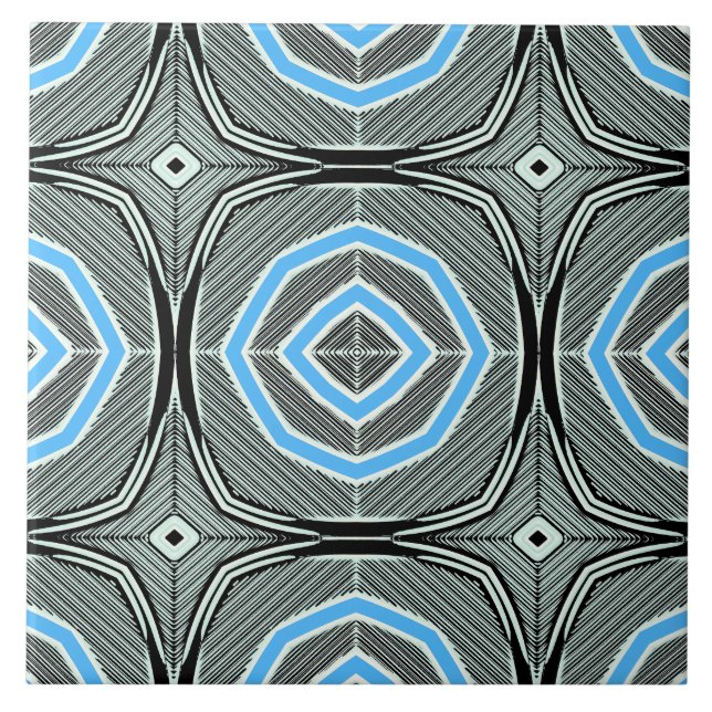 Azulejo cerámico con patrón geométrico multicolor  (Frente)