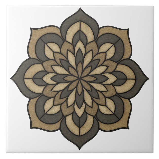 Azulejo cerámico con patrón verde oliváceo (Frente)