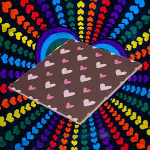 Azulejo Cerámico Corazón - Corazones Rosados sobre