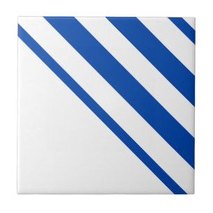 Azulejo Cerámico Cuadrado de Franja Azul y Blanco