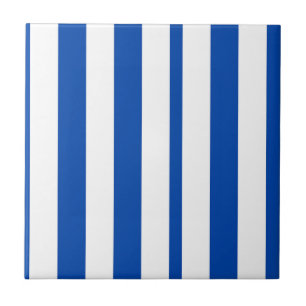 Azulejo Cerámico Cuadrado de Franja Azul y Blanco