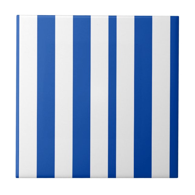 Azulejo Cerámico Cuadrado de Franja Azul y Blanco (Frente)