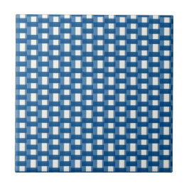 Azulejo Cerámico Cuadrado de Raya Azul y Blanco