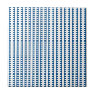 Azulejo Cerámico Cuadrado de Raya Azul y Blanco
