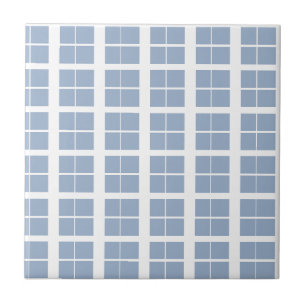 Azulejo Cerámico Cuadrado de Raya Azul y Blanco